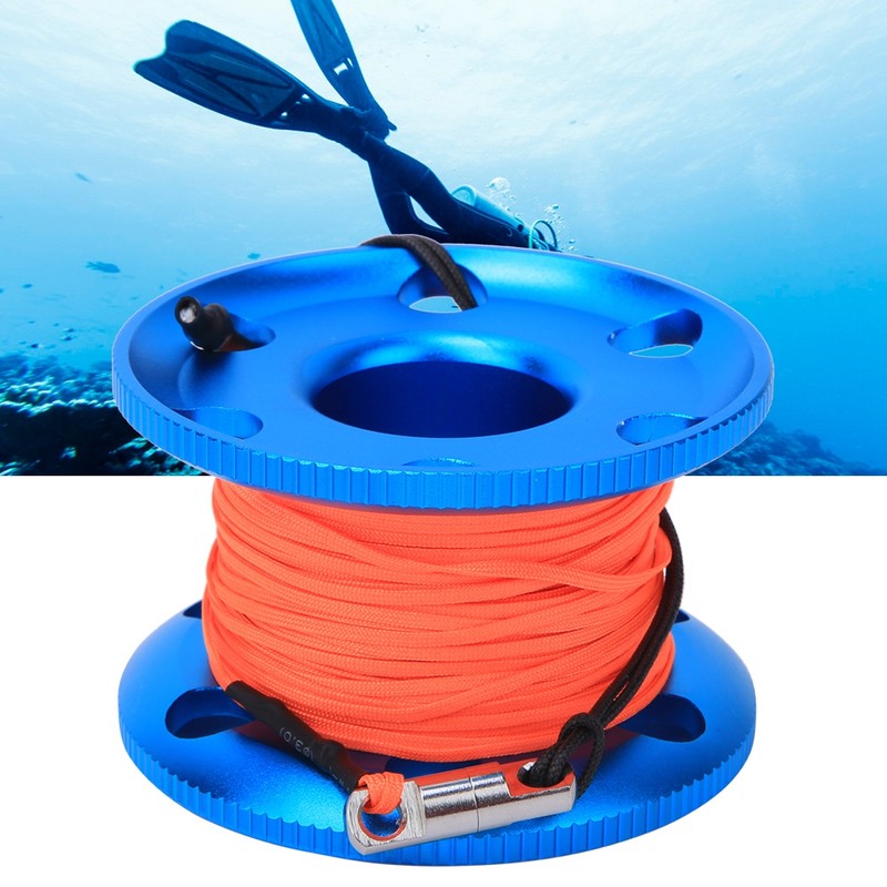 Stainless Steel Blue Scuba Diving Finger Spool Reel with Fluorescent
