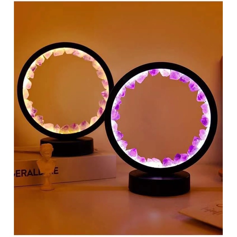 Lsunny Natural Crystal Lamp, Three Light Modes, Adjustable Brightness, USB