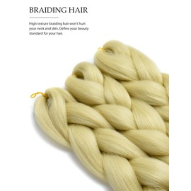 YAMEL Braiding Hair Extension, Kanekalon Braiding Hair for Braiding Crochet Twist Box Braids Hair 24 Inch 3 Piece Natural Blonde Jumbo Braiding Hair