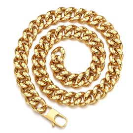 FEEL STYLE Chunky Cuban Link Chain for Men Women - 12mm Stainless Steel Gold Chain Necklace for Women Men - Dainty 18K Gold Choker Thick Trendy Punk Hip Hop Cuban Chain Jewelry - 18inch