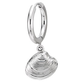 Dangling Shell Hope Earrings, Stainless Steel Huggie Hinged Earrings, Beach Jewellery, Nautical Fashion, Stainless Steel, No Gemstone