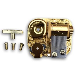 BinkeGG Music Box Spare Part Golden Wind Up Sankyo Musical Movement for DIY Music Boxes (60 Tunes Option) (White Christmas)