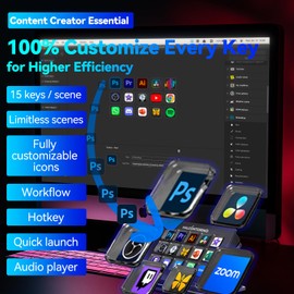 HALCONTORNO Stream Dock - Mirabox Steamdeck for PC Mac, Wired Streaming Controller for Content Creators Gamers, Programmable Macro Keyboard, Streaming Gaming Setup Accessories (V293 Standard)