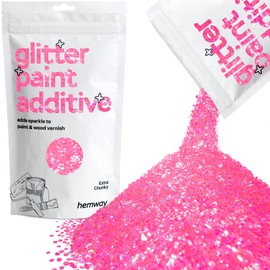Hemway Glitter Paint Additive Crystals for Acrylic Emulsion Paint, Interior & Exterior Walls, Wood, Varnish, Matt, Gloss 100g / 3.5oz - Extra Chunky (1/24" 0.040" 1mm) - Baby Pink Iridescent