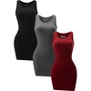 Chongbaijia 3 Piece Womens Summer Ribbed Tank Dress Scoop Neck