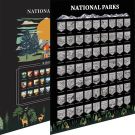 National Parks Scratch Off Map of United States Poster-All 63 Parks-Gifts for Travelers Road Trip Adventure Journal Fits 12”x16” Frame
