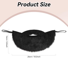 GYGYL Men's Fake Beard, Fake Mustache with Elastic Band, Easy Wear Facial Hair for Cosplay Costume and Festival Party-Black Color