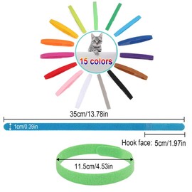 15pcs Puppy ID Collars Whelping Adjustable Soft Kitten and Identification Double-Sided Bands Collars for Newborn Pets 15 Colours