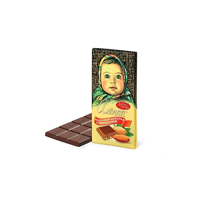 Krasnyi Oktyabr Alenka Classic Milk Chocolate Bar Almonds (Set of