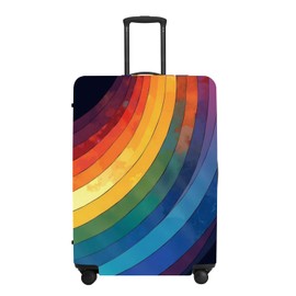 Rainbow Stripes Luggage Cover Waterproof, Thick Polyester Suitcase Protector with Zipper, Anti-Scratch Design for Airport Travel, Pride Month Festival Essentials