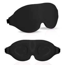 Fully Block Out Light Eye Sleep Mask, 3D Deep Contoured Sleeping Mask, Zero Pressure Cup Blindfold for Men Women, Light Soft & Adjustable Sleep Eye Masks for Nap, Office, Travel, Yoga (Black)