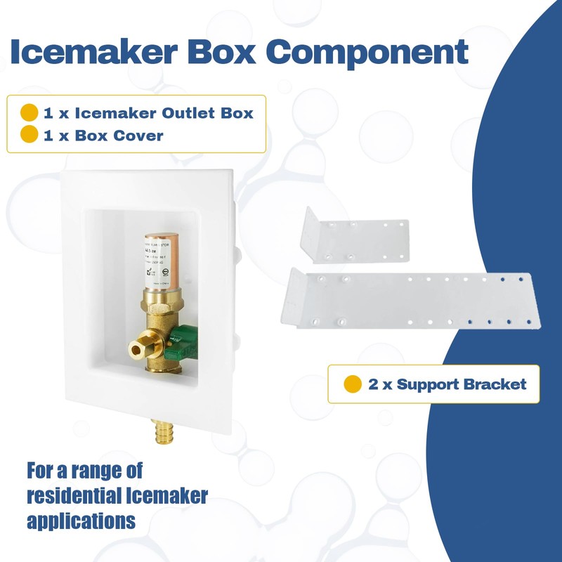 2-PACK GUOFIS Icemaker Outlet Box with 1/2" PEX Crimp Inlet
