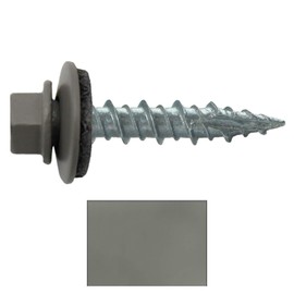 Metal Roofing Screws: (1000) 10 x 1 Pewter Gray Hex Head Sheet Metal Roof Screw. Self Starting Metal to Wood siding Screws. EPDM Washer. Colored Head