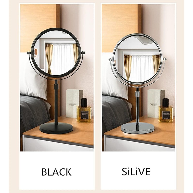 HIHIA Height Adjustable Makeup Mirror 8 Inch Double-Sided 7X Magnification,