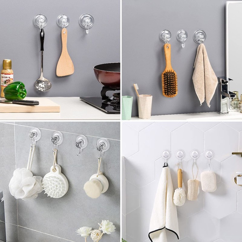 GlobaLink Suction Hooks, Clear Reusable Heavy Duty 3KG Vacuum Suction