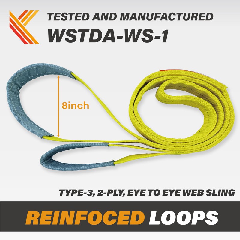 2-Ply Lifting Straps 2”x 8 ft Webbing Sling Tree Saver