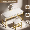 KAI-ROAD White and Gold Makeup Vanity Desk with Mirror and