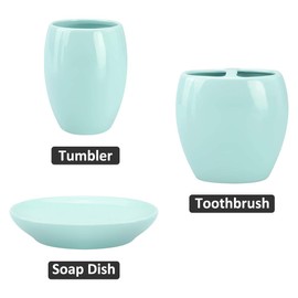 4-Piece Ceramic Bathroom Accessory Set, Bathroom Accessories Set Includes Soap Dispenser, Toothbrush Holder, Tumbler, Soap Dish, Complete Bathroom Ensemble Sets for Bath Decor, Ideas Home Gift (Green)