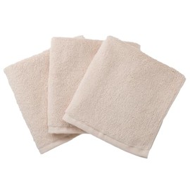 Muco Towel Organic Hand Towel, Senshu Towel, Made in Japan, Medium Thick, 100% Cotton, Baby Set of 3, Same Color, Beige
