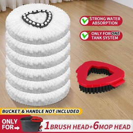 For O-Cedar EasyWring 1 Tank System Only Mop Head & Scrub Brush Refill Bucket & Handle NOT Included Perfect Suitable For All Floor Type:_3mop+1Brush(Only for O-Cedar One Tank System)