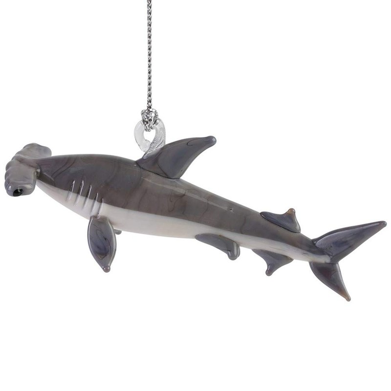 Dynasty Gallery Glass Hammerhead Shark Hanging Standing Figurine Black Eyes
