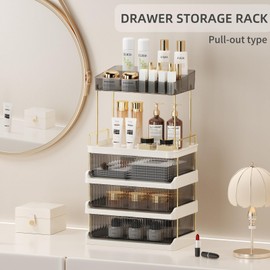 STORICANS Makeup Organizer with 3 Drawers and Removable Vanity Tray,Large Capacity Skincare Organizers,Bathroom Countertop Organizer for Cosmetics, Perfume, Skincare