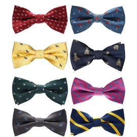 BELLUNO Boys Bow Ties, Pre-tied Bow-Ties Adjustable for Kids, Children, Toddler BowTies, 8-Pack