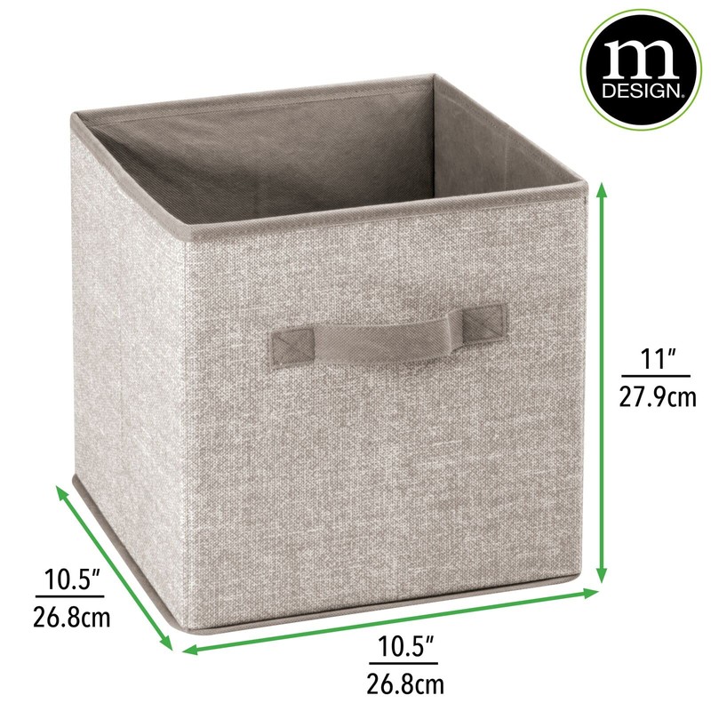 mDesign Small Fabric Collapsible Organizer Cube Bin Box with Front