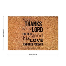 DecStic Give Thanks to The Lord for He is Good Coir Doormat Door Mat Farmhouse Family Prayer Durable Coir Non Slip Mat for Front Door High Traffic Areas 24x36in