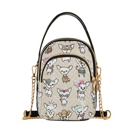 UWSG Women's Crossbody Handbags with Zipper Cute Chihuahua Dog Casual Leather Small Travel Purses Crossbody Bags for Ladies