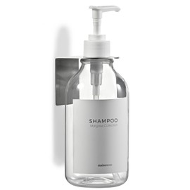 MaisoNovo Shampoo and Conditioner Dispenser - Shower Soap Dispenser Wall Mounted - 16.9 fl oz Set of 1 Clear Plastic Bottles White Pump - 1 Chamber No Drill