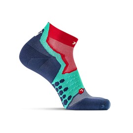Thirty48 Performance Compression Low Cut Running Socks for Men and Women | More Compression Where Needed ([3 Pair] Red/Blue, Large - Women 9-10.5 // Men 10-11.5)
