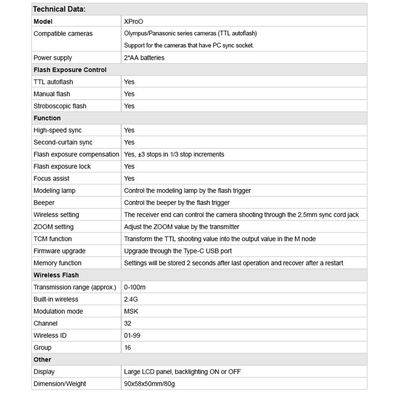 Godox Xpro-O TTL Wireless Flash Trigger 2.4G 1/8000s HSS TTL