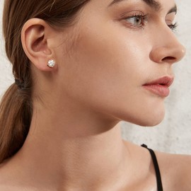 Men Diamond Studs Cubic Earrings Gold Cubic Zirconia Earrings Sterling Silver Stud Earrings for Women Gold Plated Diamond Stud Earrings CZ Diamond Earrings CZ Earrings Studs CZ Studs 6MM Jiahanzb