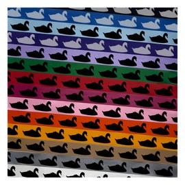 Swan Swimming Solid Satin Ribbon for Bows Gift Wrapping DIY Craft Projects - 3 Yards - White Ribbon/Black Printing - 1 Inch Width