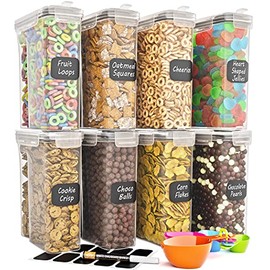 Cereal Containers Storage Set of 8 (101.4oz) - Premium Airtight Food Storage Containers for Kitchen Organization - Includes Labels, Spoon Set & Pen - Kitchen Containers best for Flour & Rice