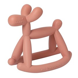Miraloop Teething Toy for Baby 0-6, 12, 18 Months Infant, Jellydog Never Drop Food Grade Silicone Rocking Teether, Prevent Choking & Odorless, Less Dust and Hair Adhesion, Baby Gift, Coral Red