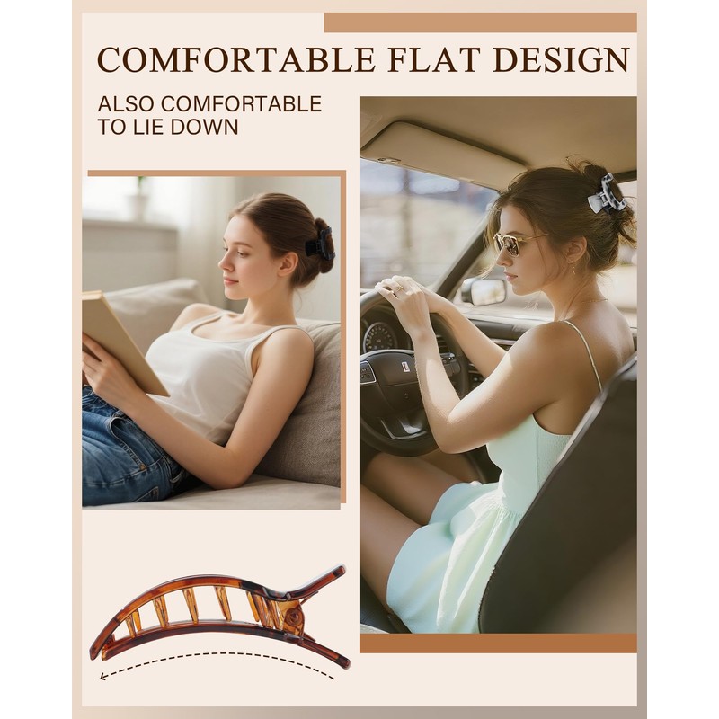 AWAYTR Flat Hair Clips For Women Lay Flat Claw Clip