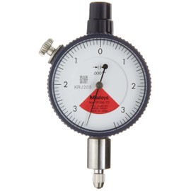 Mitutoyo 2910S-10 Dial Indicator, #4-48 UNF Thread, 0.375" Stem Dia., One Revolution Type, Lug Back, White Dial, 4-0-4 Reading, 2.244" Dial Dia., 0-0.008" Range, 0.0001" Graduation, +/-0.001" Accuracy