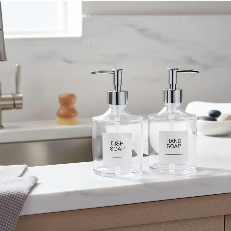Clear Acrylic Soap Dispensers Set with Rust Proof Pumps and