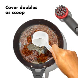 OXO Outdoor Heavy Duty Cast Iron Brush with Cover,Red/Grey