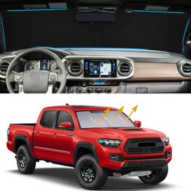 Windshield Sun Shade Compatible with Toyota Tacoma Accessories 2016-2023, Foldable Front Sun Visor, 3rd Gen Tacoma SR,SR5,TRD Sport,TRD Off-Road,Limited,TRD PRO,and Trail Special Edition