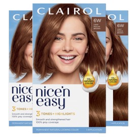Clairol Clairol Nice'n Easy Permanent Hair Dye, 6W Light Mocha Brown Hair Color, Pack of 3