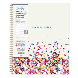 Blue Sky 2025-2026 Weekly and Monthly Academic Year Student Planner Calendar, July 2025 - June 2026, 8.5" x 11", Flexible Cover, Wirebound, Laminated Tabs, Storage Pocket, Star Confetti Bright