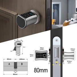 eLinkSmart Door Lock Cylinder 80 mm (40/40) with Phone App Fingerprint Password Key - Suitable for Most EU Door Locks DIY Quick Assembly Remote Authorisation USB