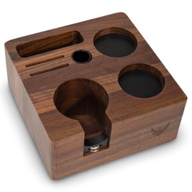KNODOS 58mm Espresso Tamper Station V3 Walnut Portafilter Holder Compact Espresso Organizer with Multi Accessory Storage Espresso Machine Accessories for Coffee Bar