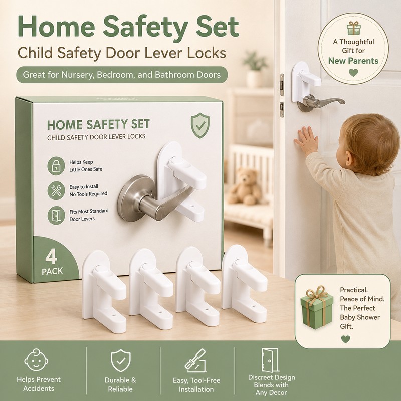 4-Pack Child Safety Door Lever Locks for Home Use –