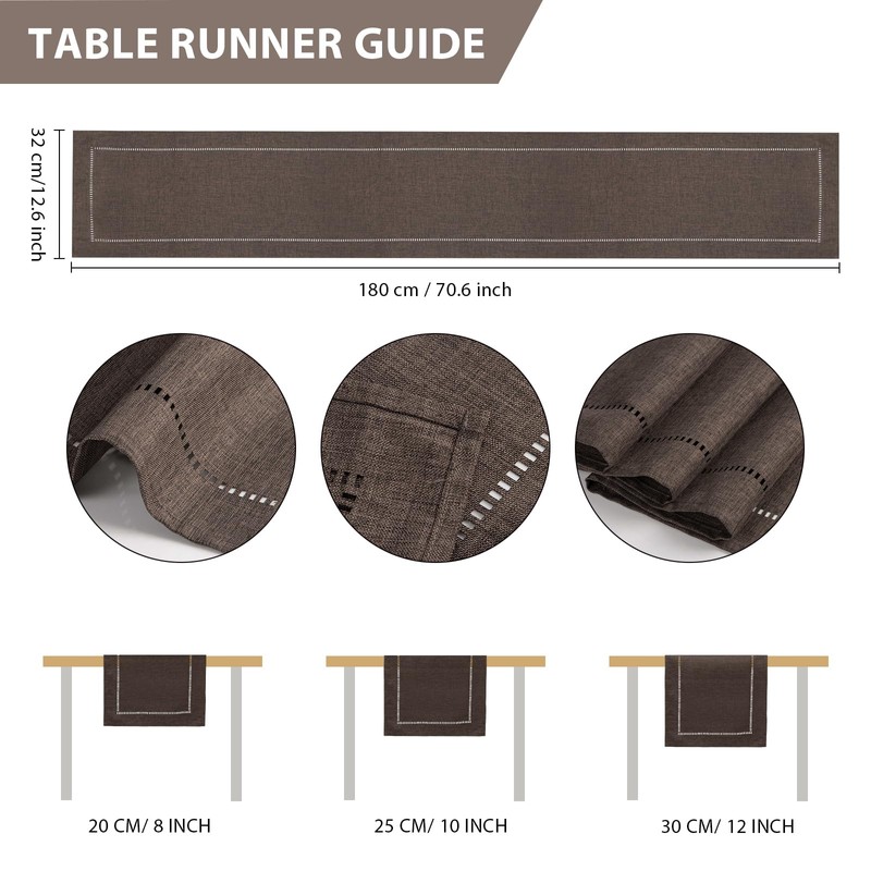 BAZIOE Linen Table Runner Brown Table Runner Washable Modern Table
