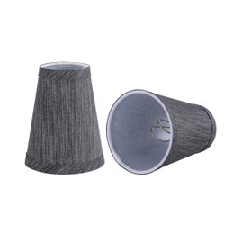 Aspen Creative 51053-2,Hardback Empire Transitional Clip-On Chandelier Shade/Dark Silver Grey Burlap Textured Fabric.2.5" Top x 4" Bottom x 5" Slant.Set of 2.