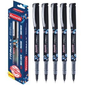 Reynolds Trimax 0.5Mm Needle Point Liquid Gel Pens - Pack of 5 Black Ink (Ship from India)